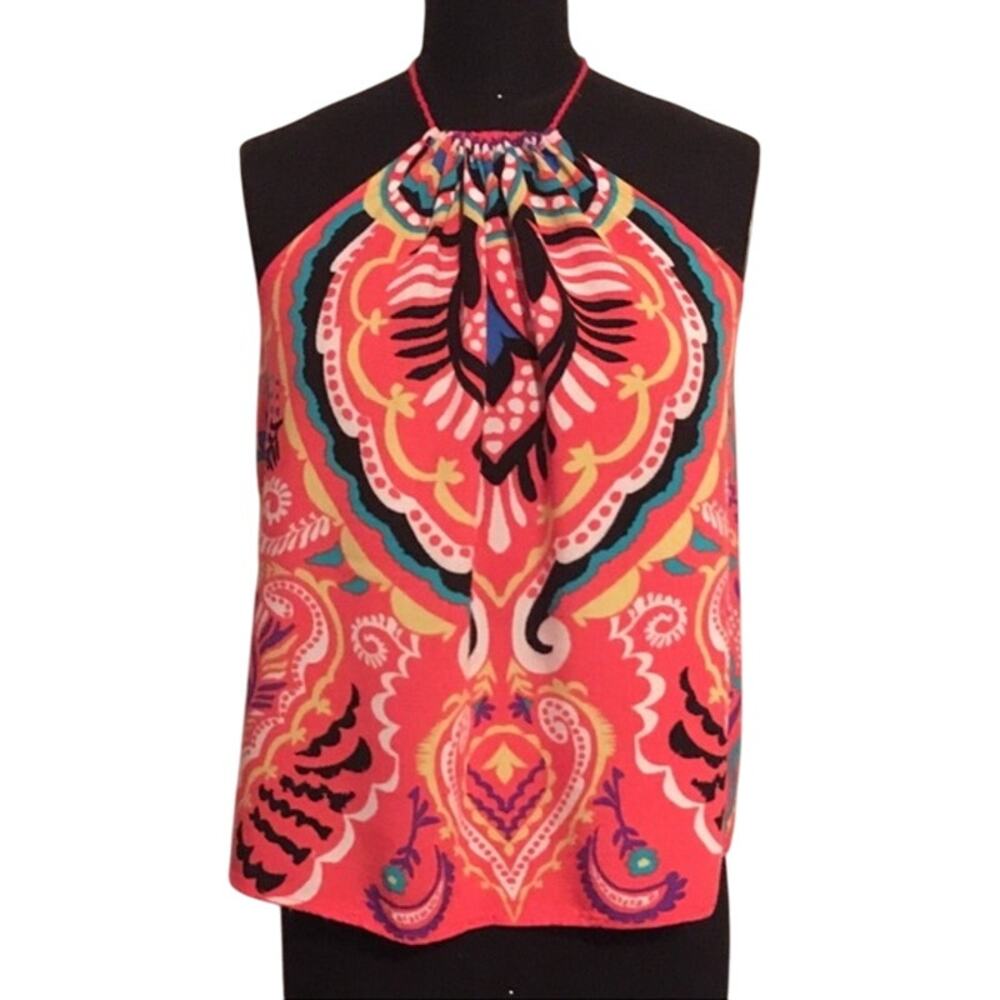 Flying Tomato Multicolored Printed Halter Tank Top Women's Size Small